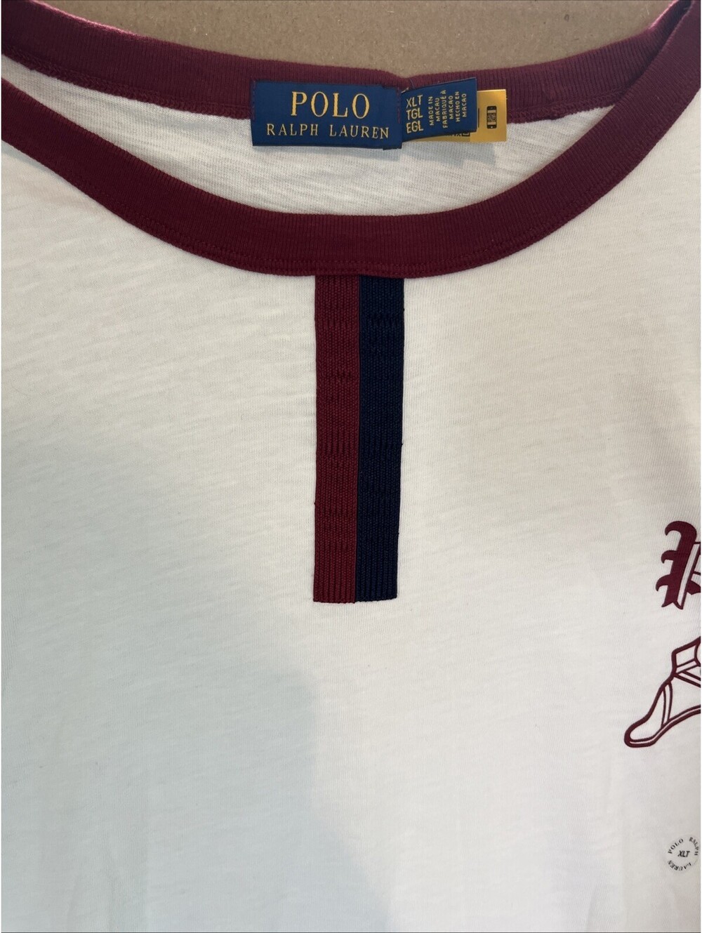 NEW! Polo Ralph Lauren Shirt Men's Size XLT White/Red - Track Club XL Tall $89 - Picture 5 of 9